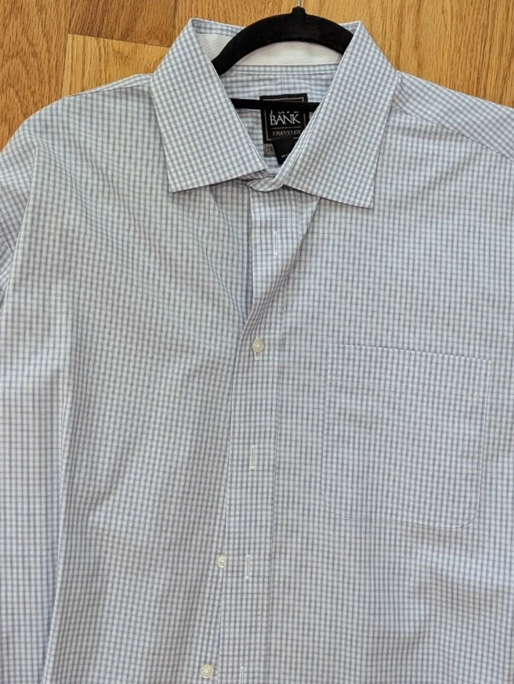 Light Blue Micro-Check Dress Shirt - Men's